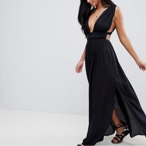 grecian plunge maxi dress